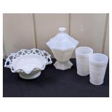 Milk Glass: Anchor Hocking, Laced-Edge Candy Dish
