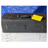 Vintage Black Toolbox with Assorted Tools