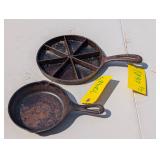 8' Cast Iron Cornbread Pan and 6' Lodge Skillet