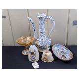 Speckled PItcher, Carnival Glass Candy Dish, etc