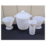 Milk Glass: Vintage Hobnail Cookie Jar, etc