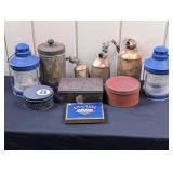 Vintage: Tin Boxes, Rustic Bells, Candle Lanterns