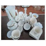 Box Lot: Milk Glass, Platinum Wheat China etc
