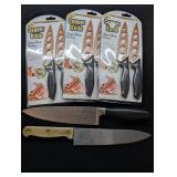 Knife: 3 NIP Copper Knives, 2 Fixed Blade Knives