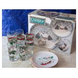 Cabin Snow Dishes, 3 Himark Plates, Glasses