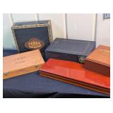 4 Cigar Boxes and 1 Velvet-Lined Display Box