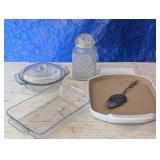 Pampered Chef Stone Pan, Anchor Hocking, Canister
