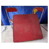 Vintage Kids Red & White Metal Table & Chairs