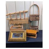Painting, Wooden Ladder & Crate, Hanging Basekts