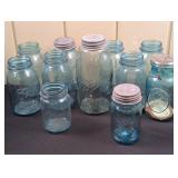 11 Blue Ball Mason Jars