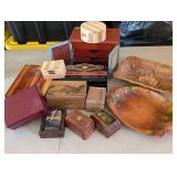 Assorted Wooden Boxes & Faux Wooden Resin Trays