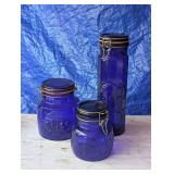 Cobalt Blue Storage Jars with Bail Lids