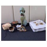 Lefton Trinket Box, Enesco Miniature Tea Cup etc