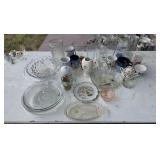 Box Lot: Glassware, Prayer Plate, Garfield, Derby
