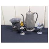 Pewter-type Pitchers, Mini Oil Lamp, etc