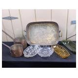 Vintage Copper Cookware, Pressed Glass