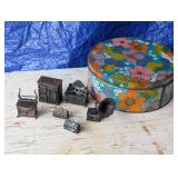 Vintage Enesco Miniatures & Vintage Flower Tin