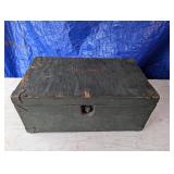 Green Wooden Army Trunk / Foot Locker