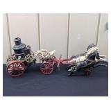 Large Cast Iron Horse Drawn Fire Engine