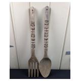 Giant Wooden Tiki Fork & Spoon