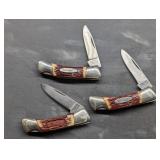 Knife: 3 Sharp 100B Pocket Knives. Made in Japan.