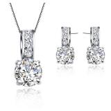 925 Sterling Silver Color Bridal Jewelry Set...