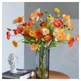 4 Head Artificial Flowers Bouquet Poppy Fake...