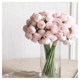 Rose Pink Peony Artificial Flowers Silk Bouquet...