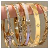 ZAKOL 5pcs Sparkling Zirconia Inlaid Stainless...