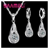 Hot Water Drop CZ 925 Sterling Silver Plated...