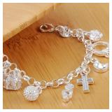 925 Sterling Silver Fashion 13pcs Pendant Chain...