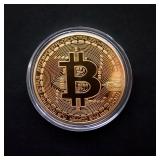 Gold Plated Bitcoin Coin Collectible Art...