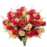 3PCS Artificial Flowers Silk Rose Wedding Home...