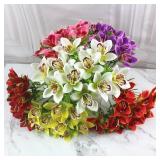 10Pcs/Bouquet Artificial Orchid Flore White...