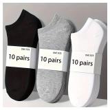 10 pairs Unisex Comfort-Fit Ankle Socks For...