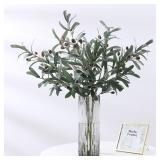 1PC Artificial Olive Green Leaves Tree Branches...