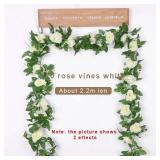 1Pcs 2.2M Artificial White Flower Fake Hanging...