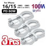 3PCS USB C Cable to USB C 100W Fast Charging...
