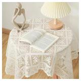 One Antique Embroidered Lace Tablecloth - Solid...