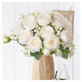 Artificial Flowers Fake Silk White Peonies Used...