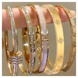 ZAKOL 5pcs Sparkling Zirconia Inlaid Stainless...