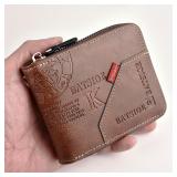 Men's Wallet Made of PU Wax Oil Skin Purse for...