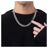 40cm 7mm Stainless Steel Cuban Link Chain...