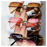 3PCS Square Rimless Sunglasses Women Luxury...