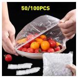 100 Pcs Reusable Disposable Food Cover Plastic...