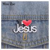 I Love Jesus Enamel Pins Custom Phrase With...