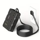 1 Pc Ultra Thin Flat Plug Extension Cord with 4...