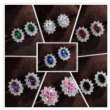 1 Pair in random Colour Huitan Full Zircon Stud...