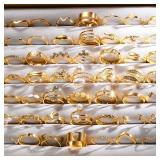Vintage Elegant 66 Piece Fashion Ring Set Gold...