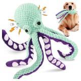 Dog pet plush octopus toy interactive sound...